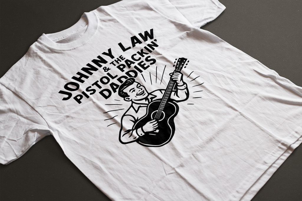 Johnny Law & The Pistol Packin’ Daddies Tee – Vintage Americana Band Shirt