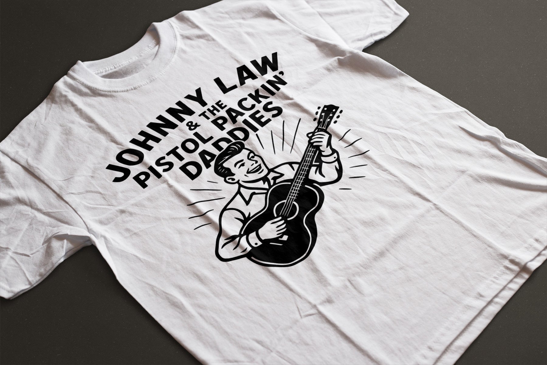 Johnny Law & The Pistol Packin’ Daddies Tee – Vintage Americana Band Shirt